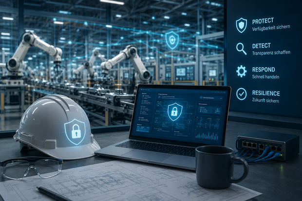Cyber Securitiy in der Produktion (KI generiertes Bild)